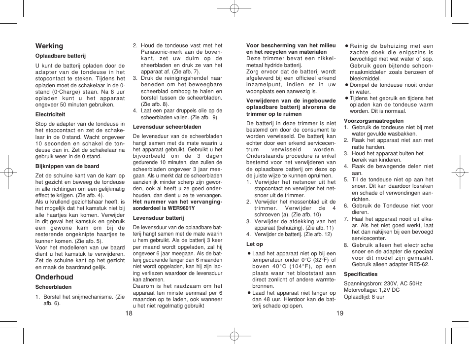 Panasonic ER207 User Manual | Page 10 / 28