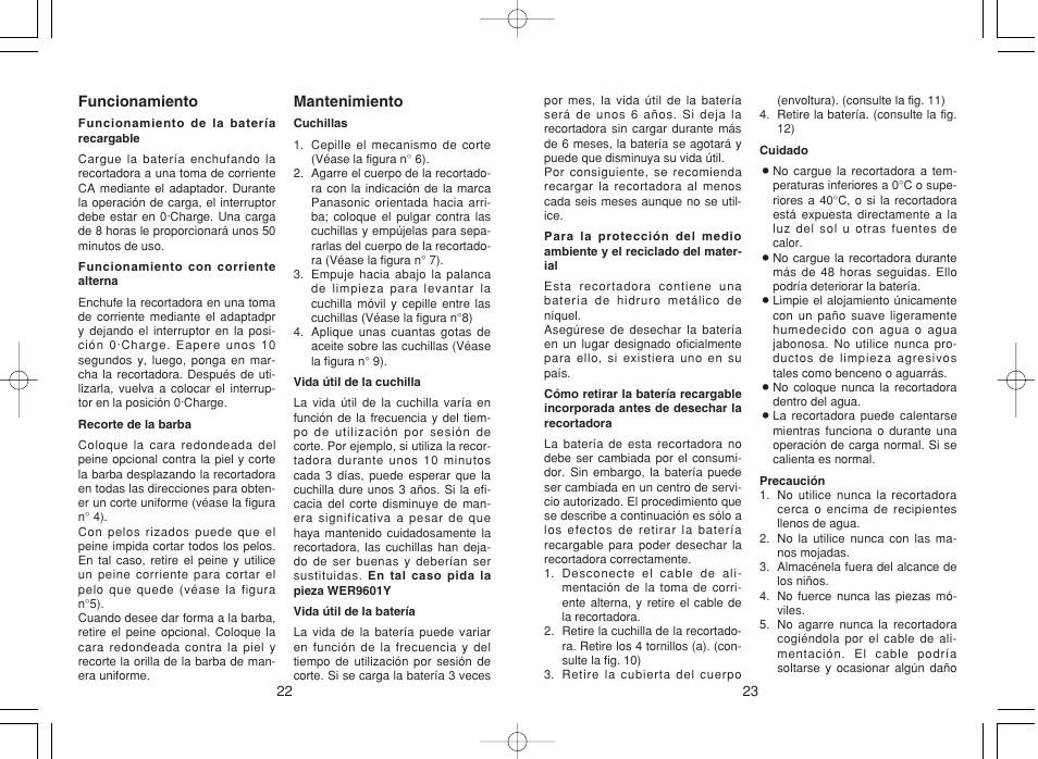 Panasonic ER207 User Manual | Page 12 / 28