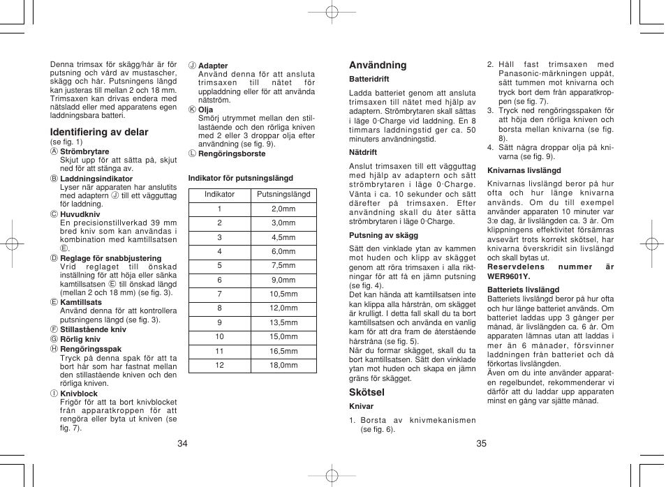 Panasonic ER207 User Manual | Page 18 / 28