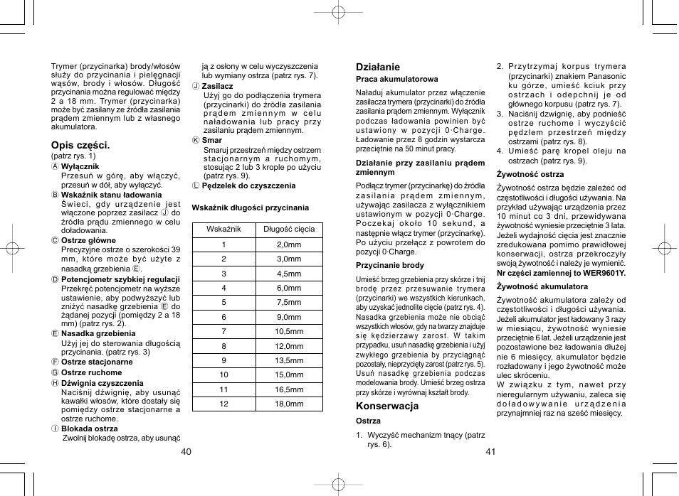 Panasonic ER207 User Manual | Page 21 / 28