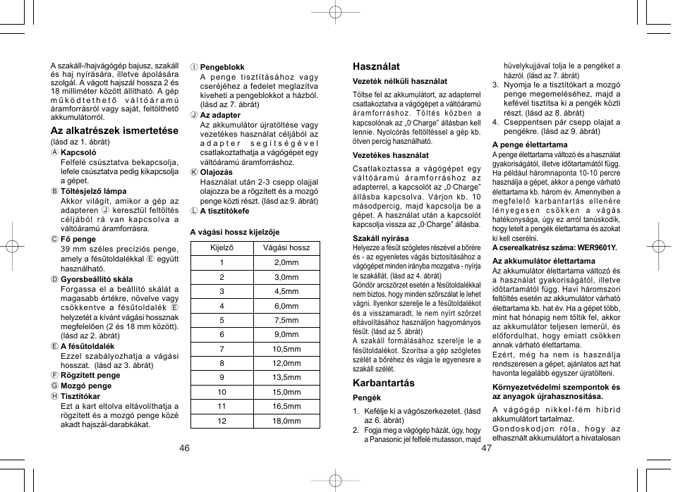 Panasonic ER207 User Manual | Page 24 / 28