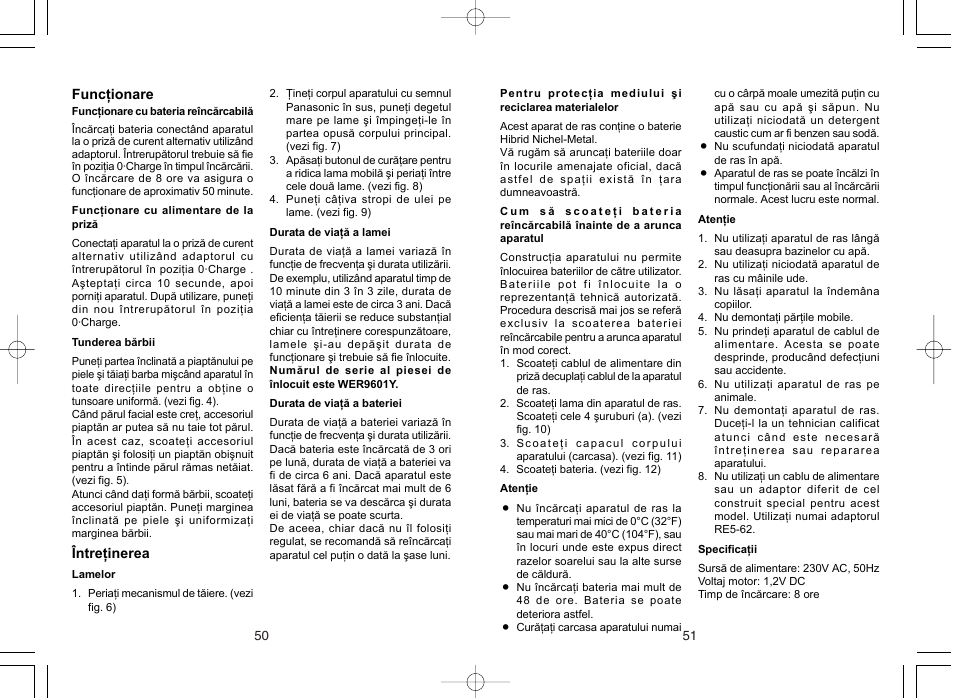 Panasonic ER207 User Manual | Page 26 / 28