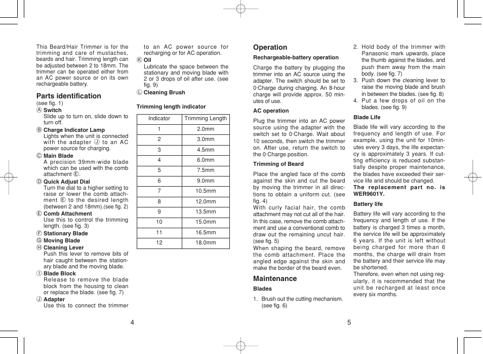 Panasonic ER207 User Manual | Page 3 / 28