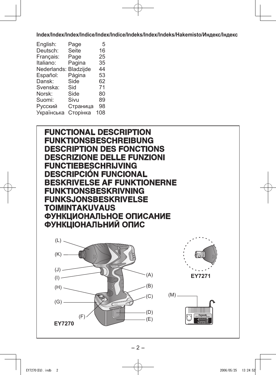 Panasonic EY7270 User Manual | Page 2 / 120