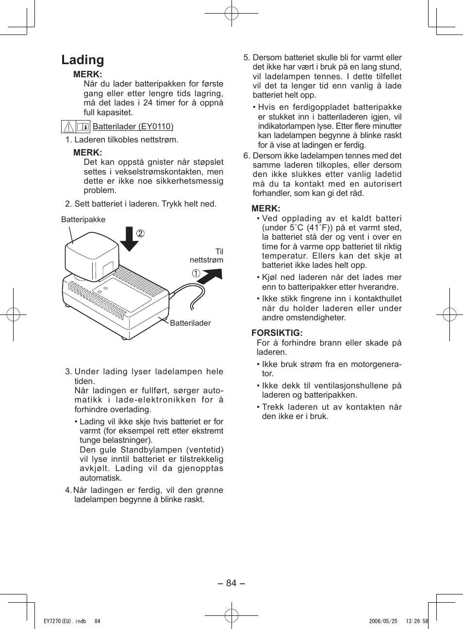 Lading | Panasonic EY7270 User Manual | Page 84 / 120