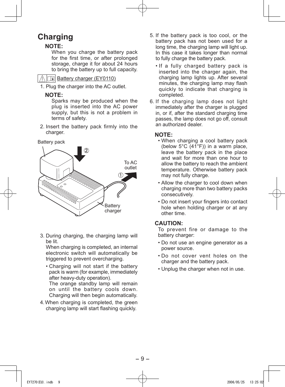 Charging | Panasonic EY7270 User Manual | Page 9 / 120