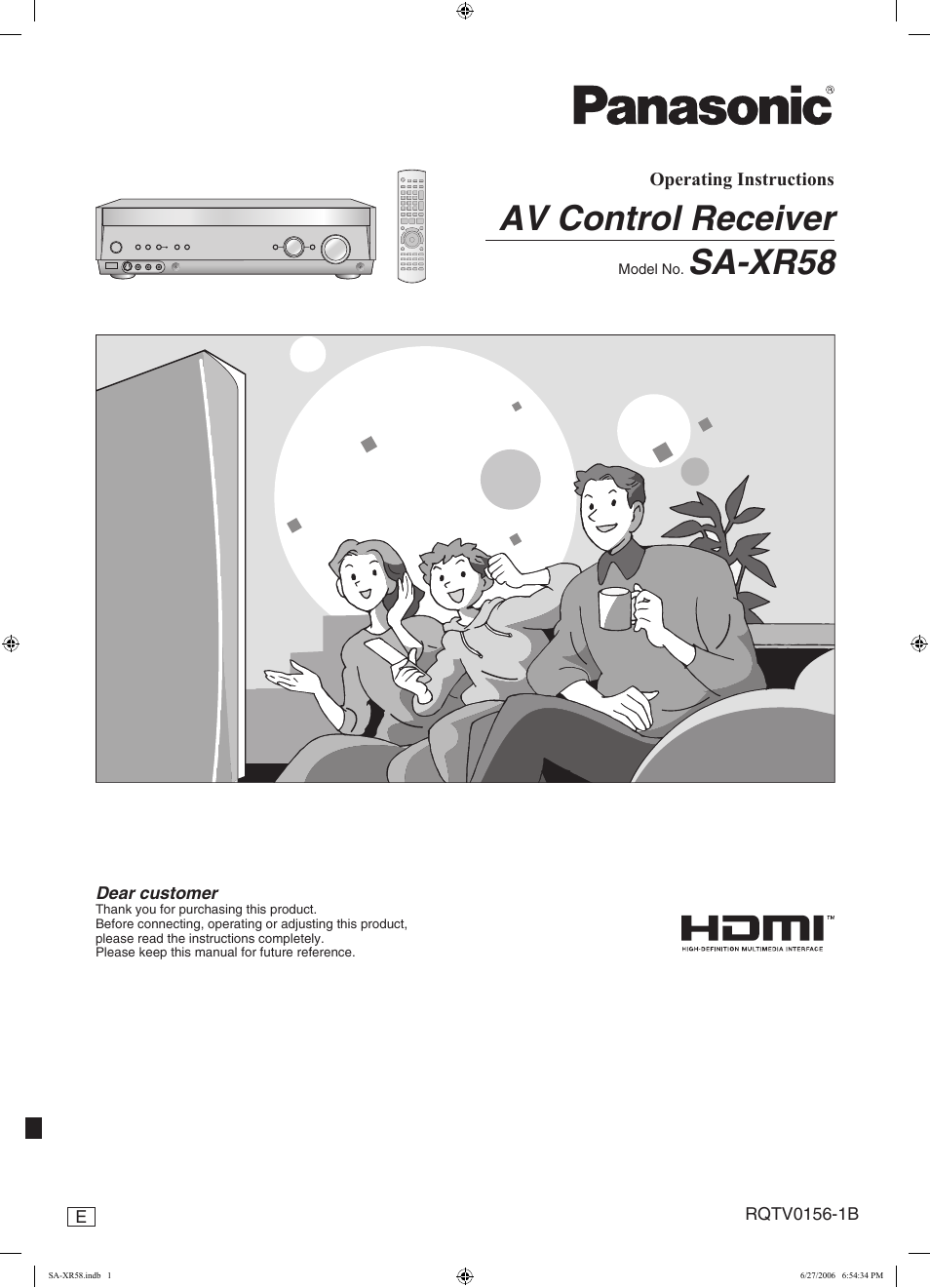 Panasonic SA-XR58 User Manual | 40 pages
