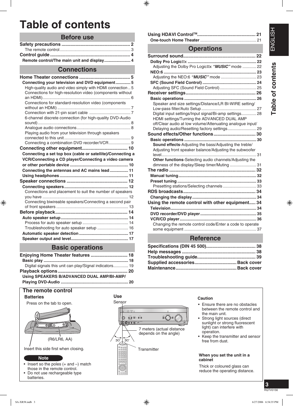Panasonic SA-XR58 User Manual | Page 3 / 40
