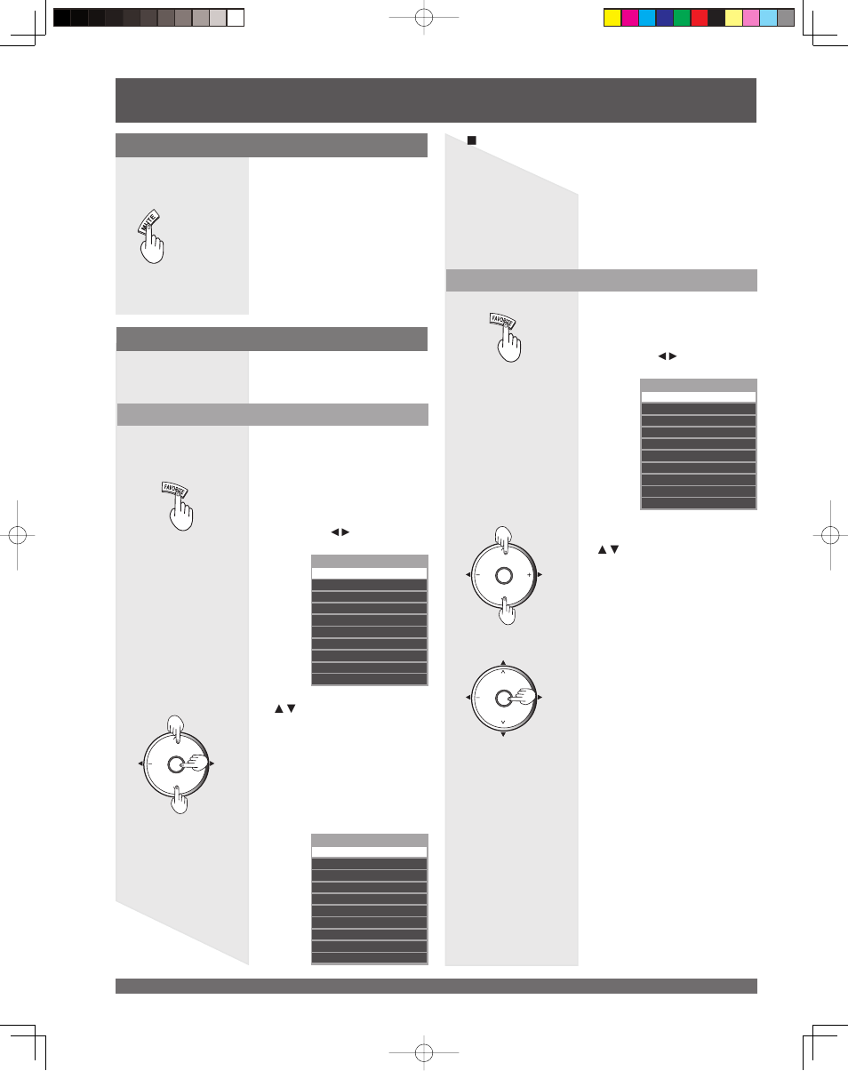 3projection display operation (continued), Audio mute, Favorite feature | Panasonic PT 61LCX65 User Manual | Page 34 / 80