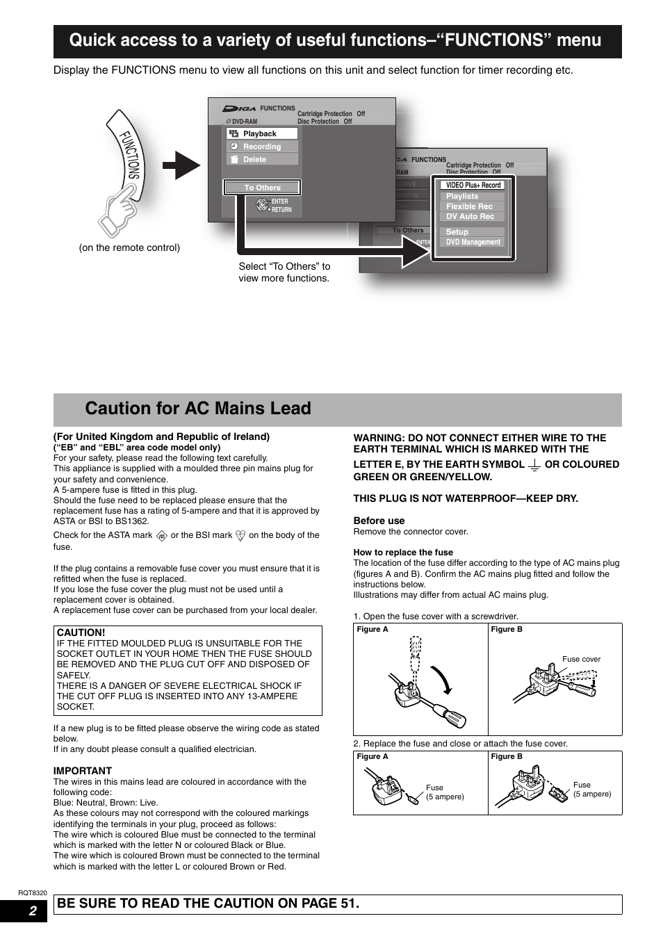 Be sure to read the caution on page 51 | Panasonic DMR-ES15EB User Manual | Page 2 / 52