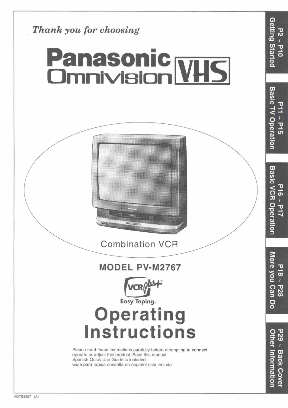 Panasonic OMNIVISION VHS PV-M2767 User Manual | 36 pages