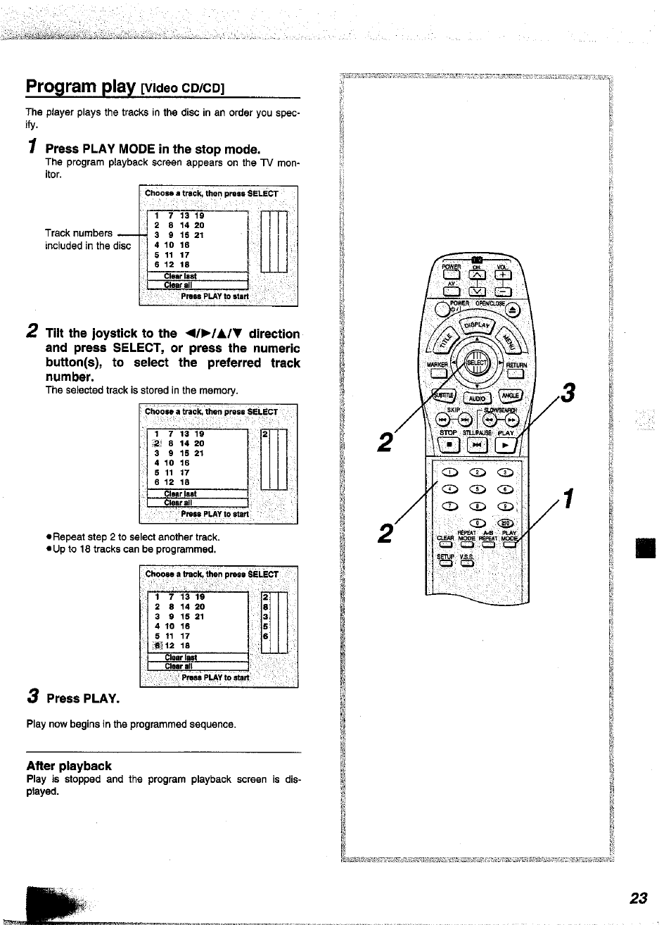 Program play, Video | Panasonic DVD-A350A User Manual | Page 23 / 47