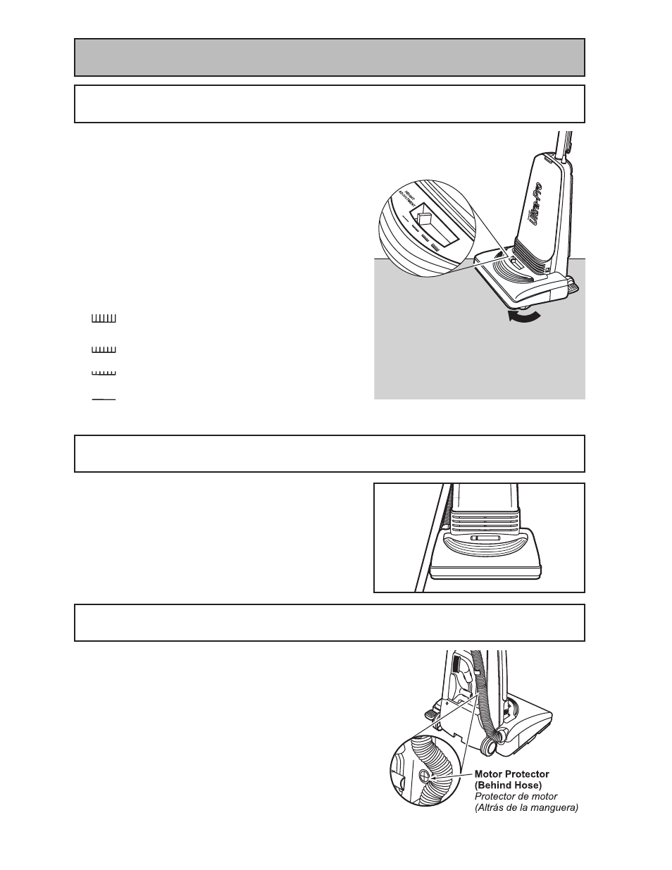 Características, Features, Edge cleaning / limpieza para orillas | Motor protector / protector de motor | Panasonic MC-V300 User Manual | Page 12 / 28