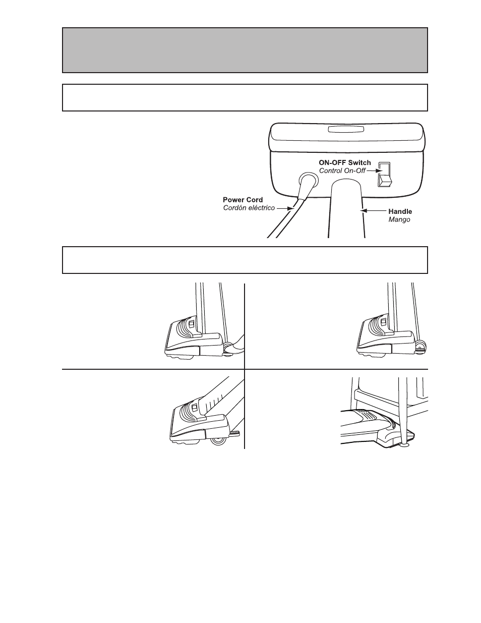 Para operar la aspiradora, On-off switch / control on-off, Handle adjustments / ajustes del mango | Panasonic MC-V300 User Manual | Page 13 / 28