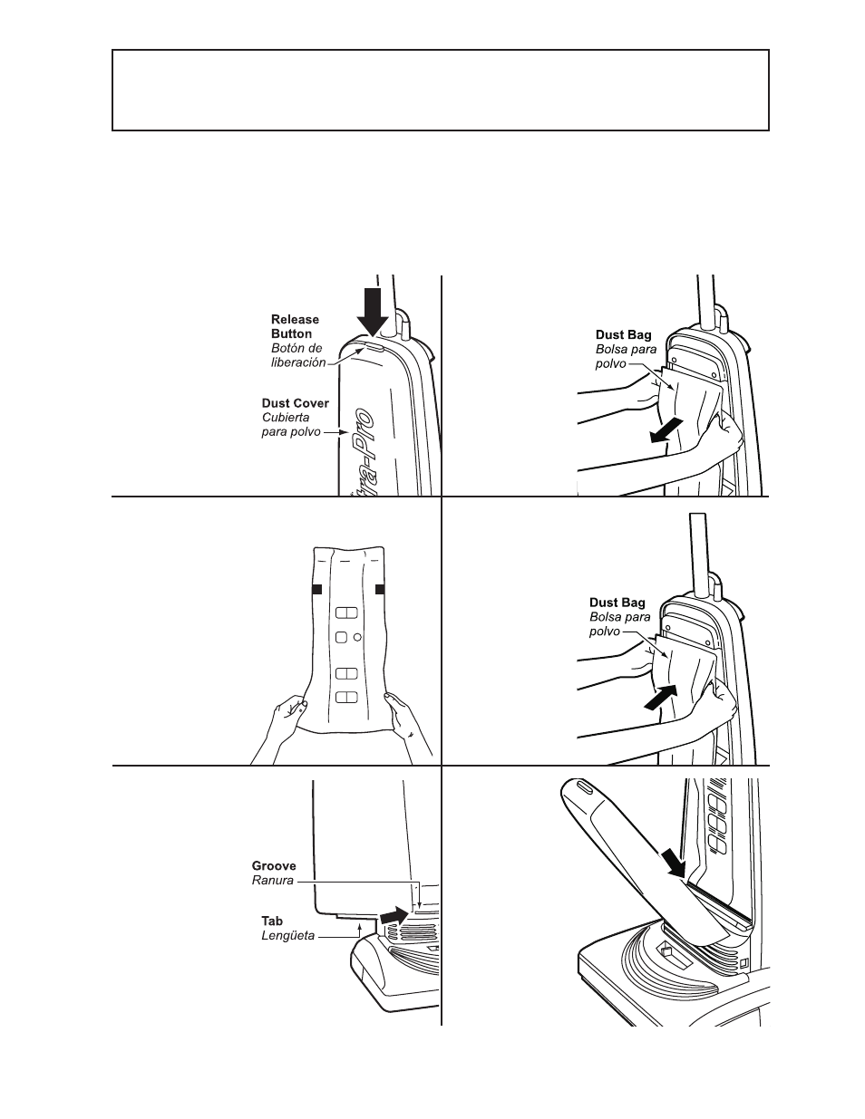 Changing dust bag / cambio de la bolsa para polvo | Panasonic MC-V300 User Manual | Page 17 / 28