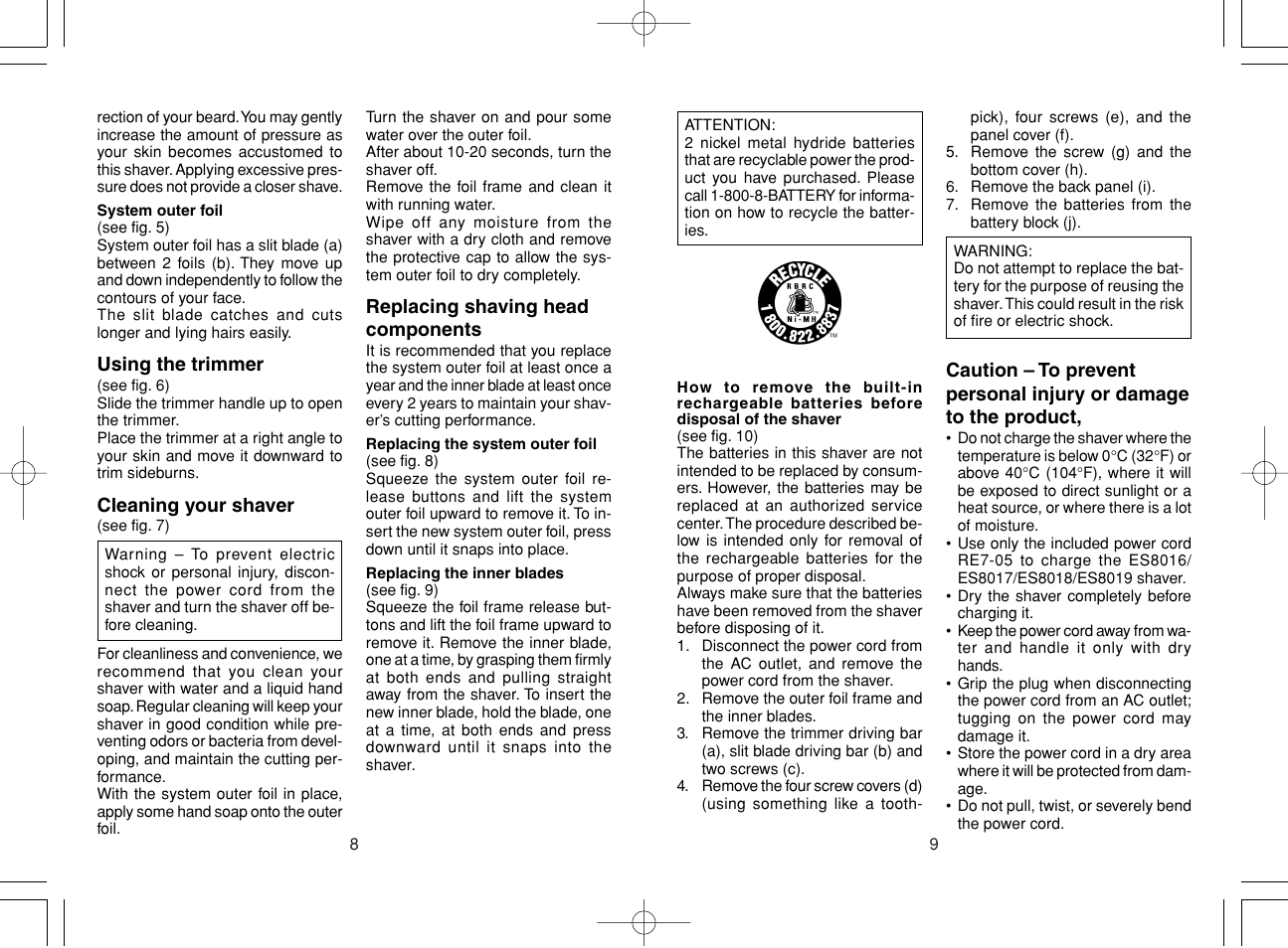 Panasonic ES8019 User Manual | Page 5 / 11