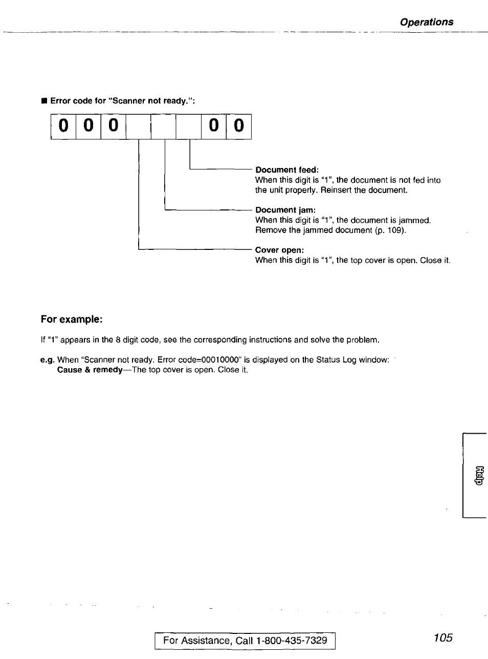 Document feed, Document jam, Cover open | For example | Panasonic kx-fmc230 User Manual | Page 105 / 128