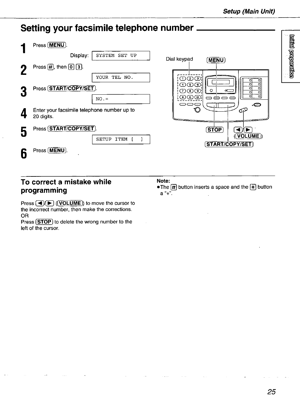 Setting your facsimile telephone number | Panasonic kx-fmc230 User Manual | Page 25 / 128