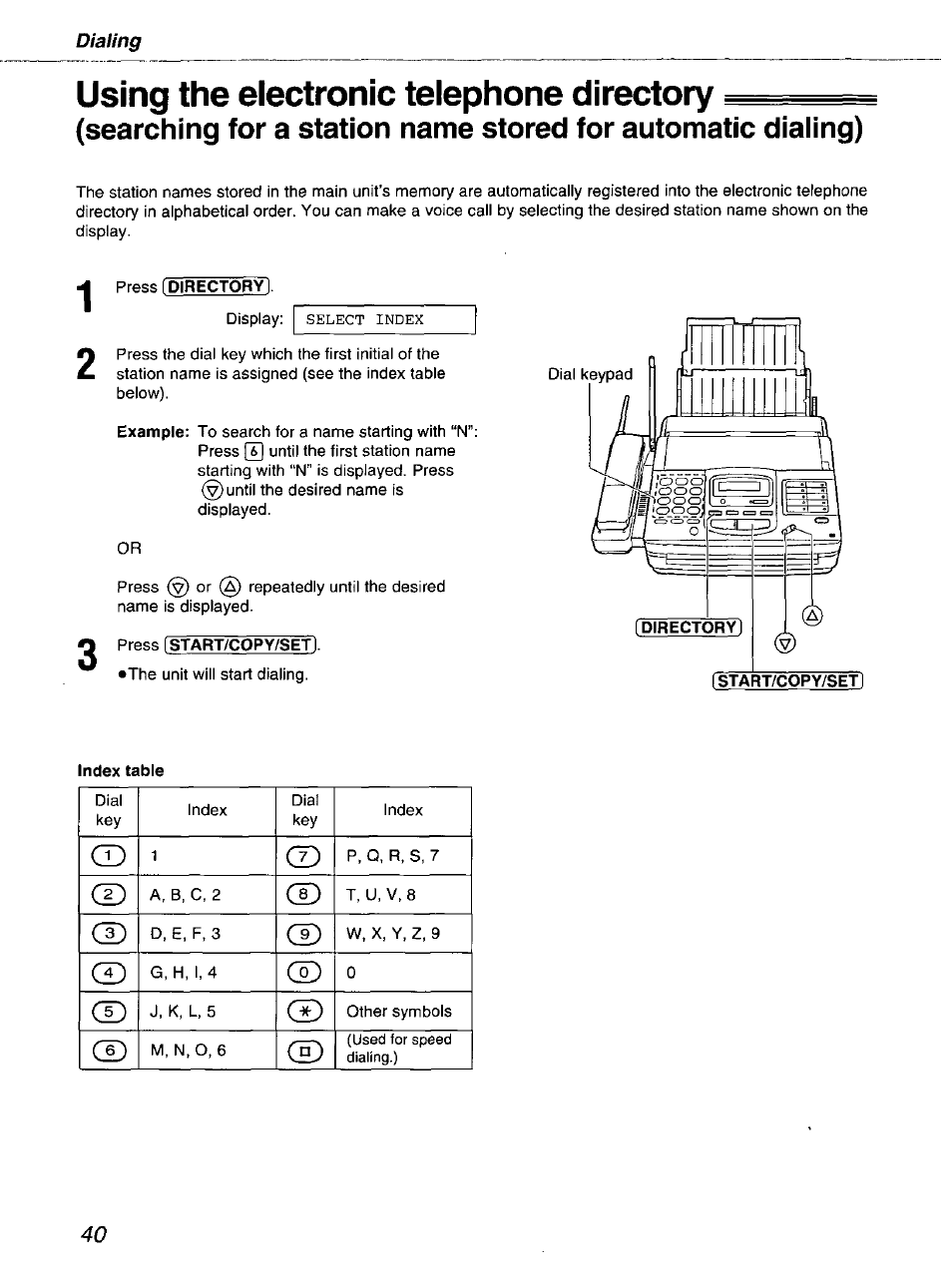 Using the electronic telephone directory | Panasonic kx-fmc230 User Manual | Page 40 / 128