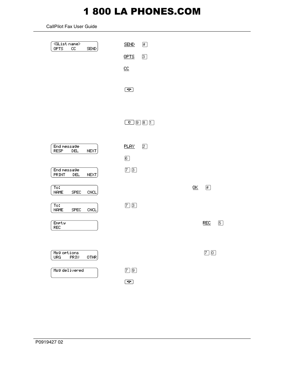 To send a fax group message - callpilot | Panasonic CALLPILOT P0919427 02 User Manual | Page 24 / 26