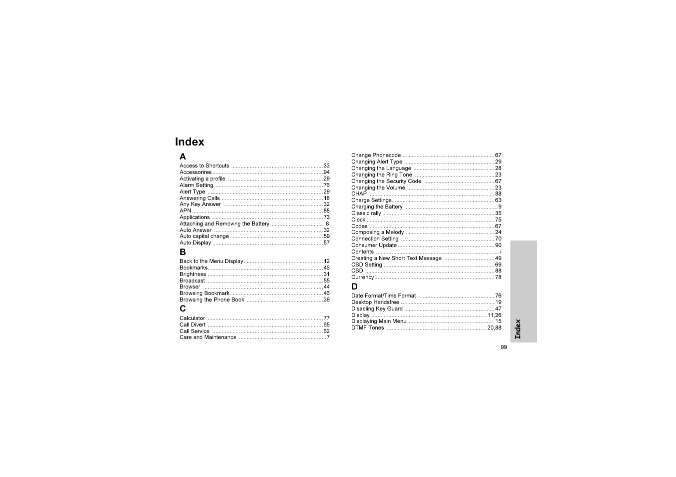 Index | Panasonic EB-G51U User Manual | Page 102 / 108