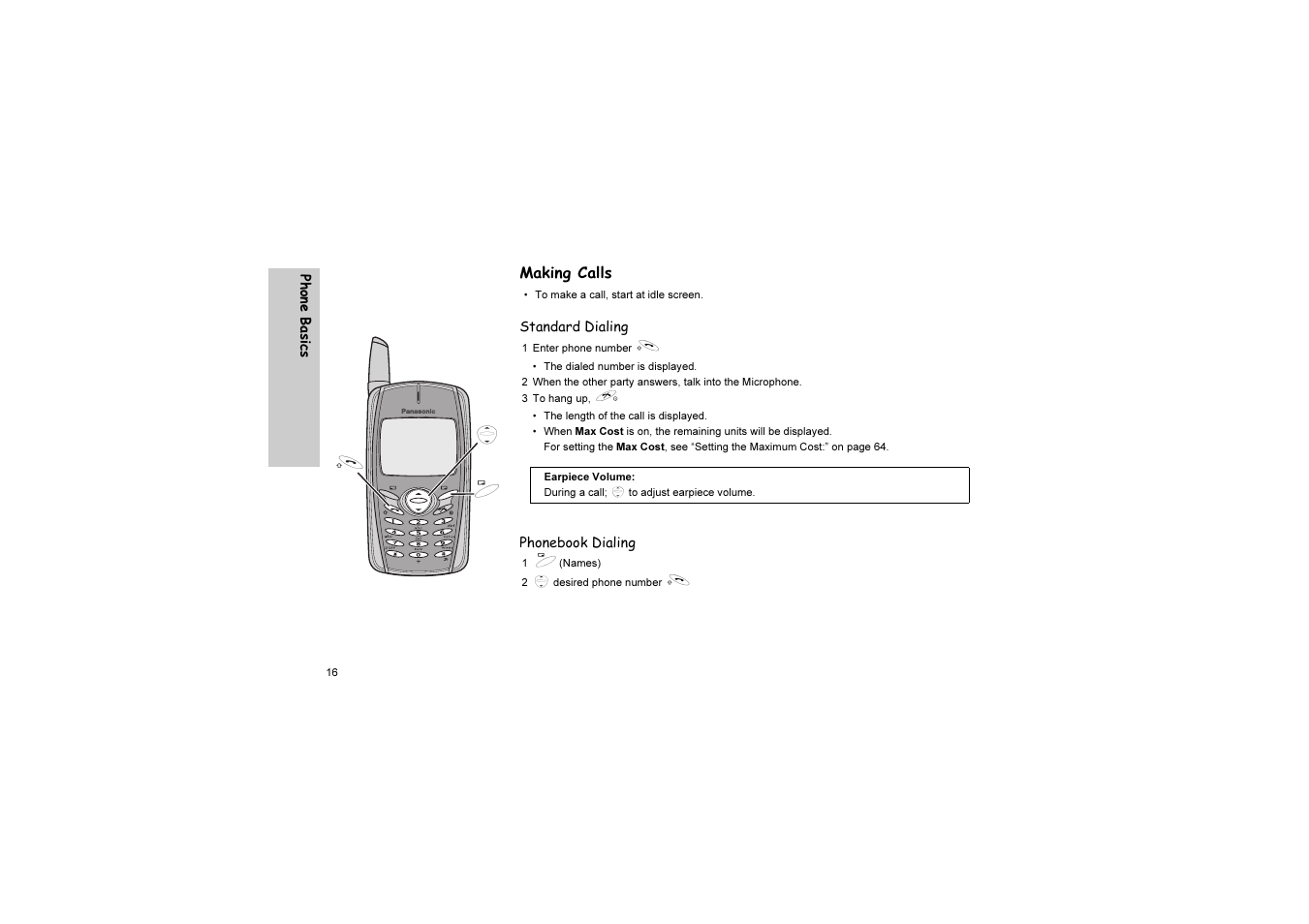 Making calls | Panasonic EB-G51U User Manual | Page 19 / 108