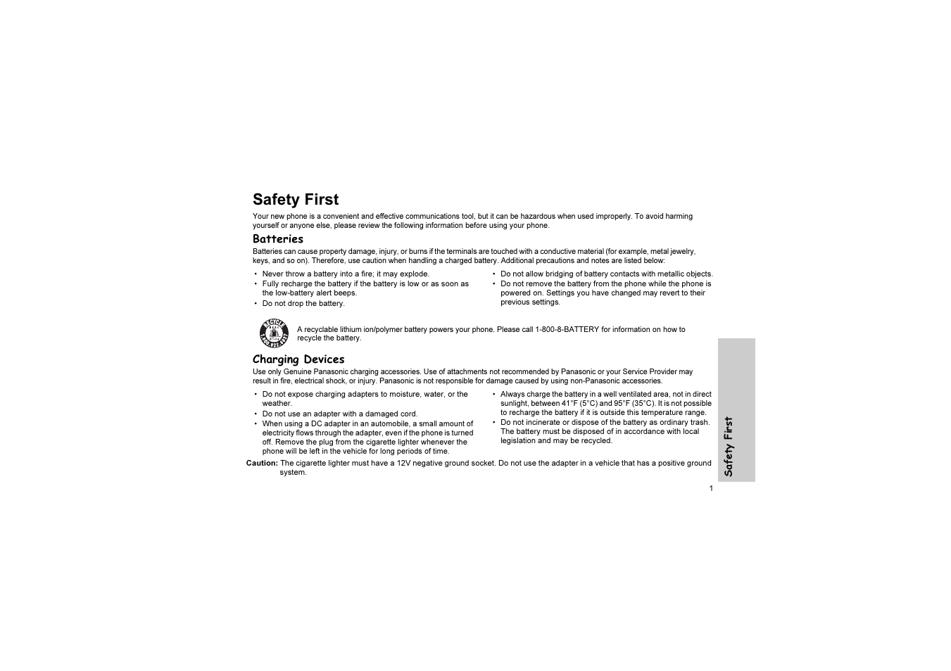 Safety first | Panasonic EB-G51U User Manual | Page 4 / 108
