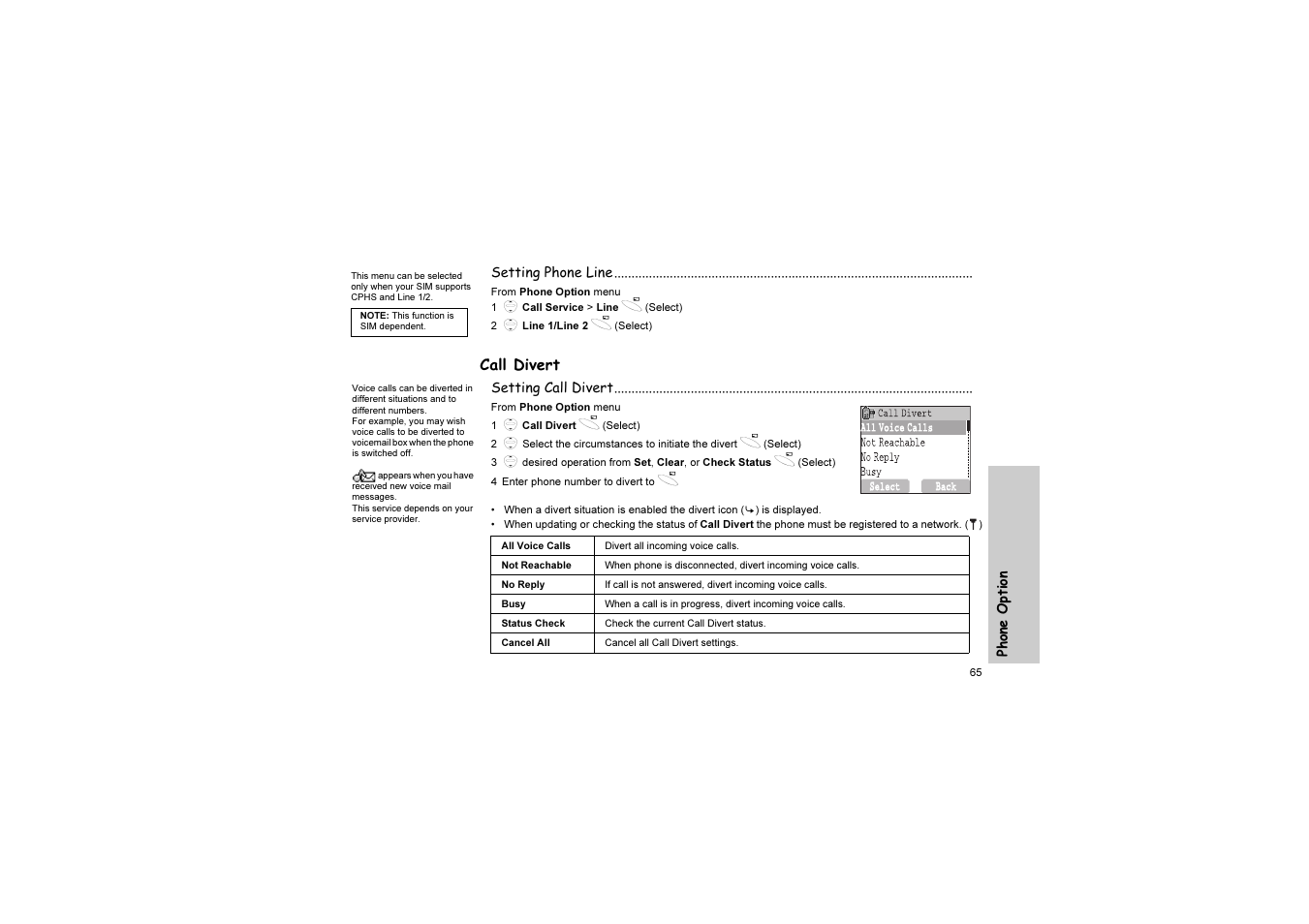 Call divert | Panasonic EB-G51U User Manual | Page 68 / 108