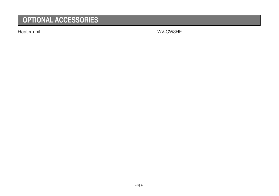 Optional accessories | Panasonic WV-CW244FE User Manual | Page 20 / 23