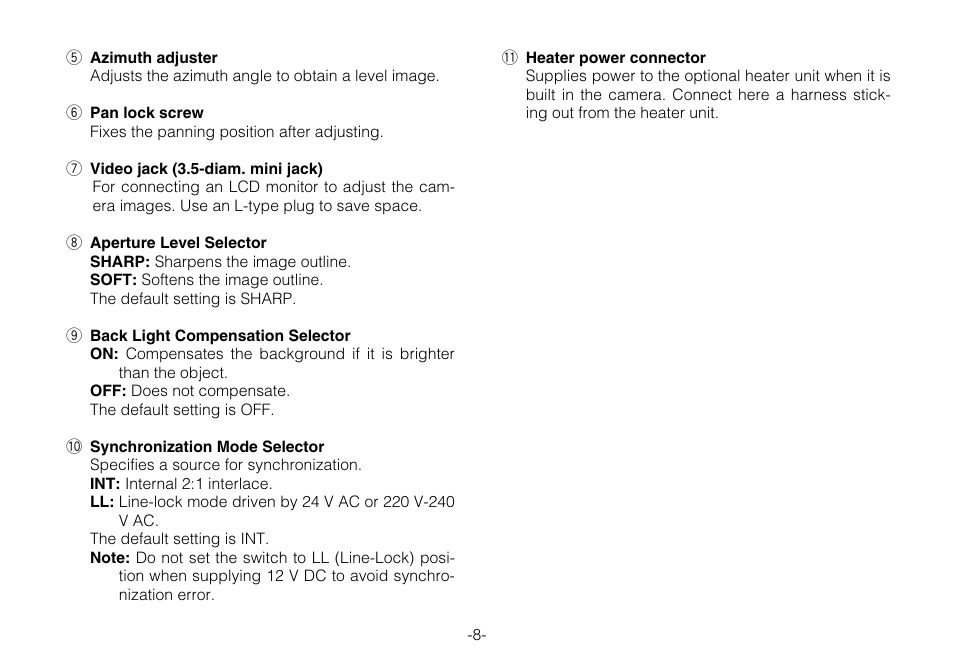 Panasonic WV-CW244FE User Manual | Page 8 / 23
