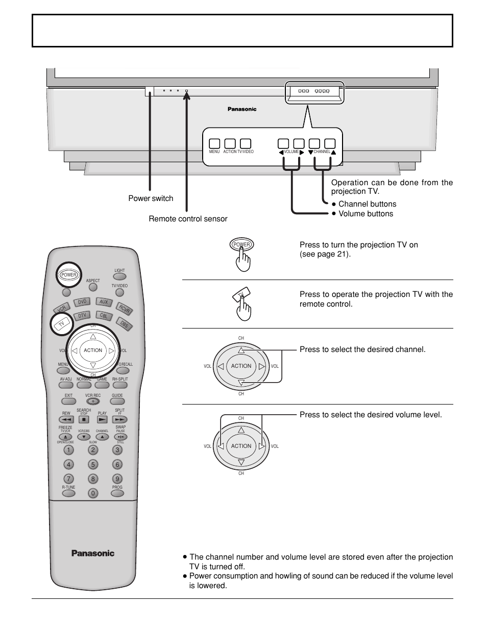 Vhf, uhf, and catv, Vhf, uhf and catv | Panasonic PT 52DL10 User Manual | Page 30 / 76