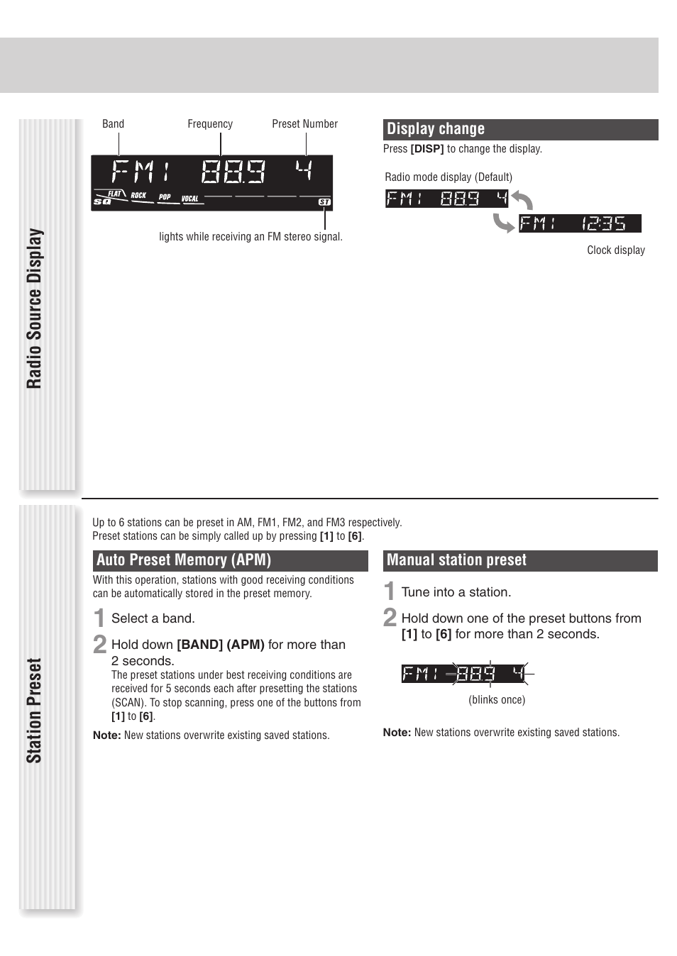 Radio source display station preset | Panasonic C1305L User Manual | Page 14 / 24