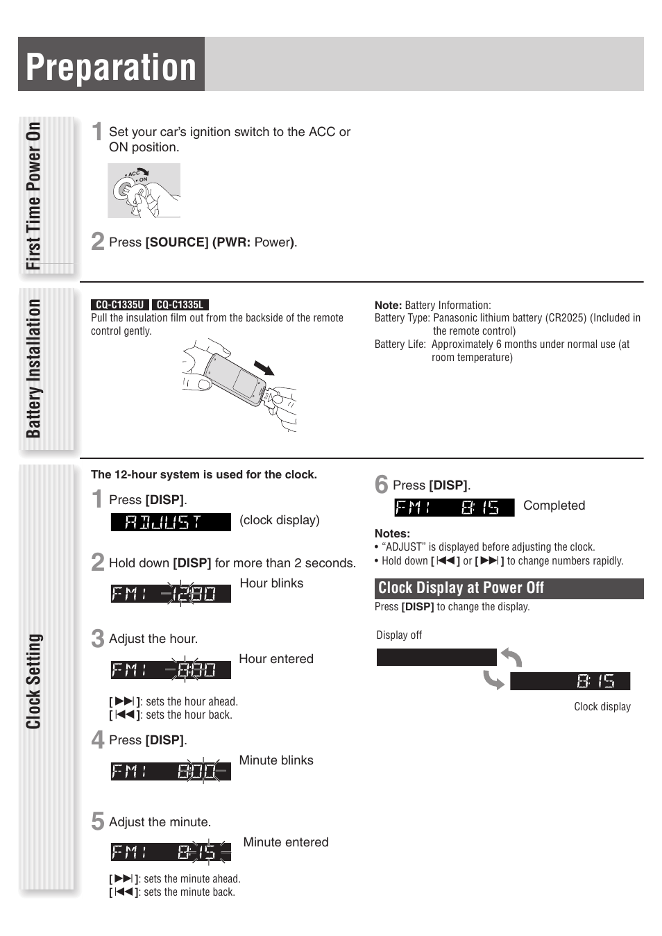 Preparation | Panasonic C1305L User Manual | Page 7 / 24