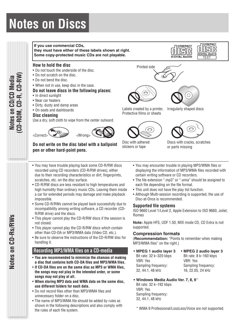 Recording mp3/wma fi les on a cd-media | Panasonic C1305L User Manual | Page 9 / 24