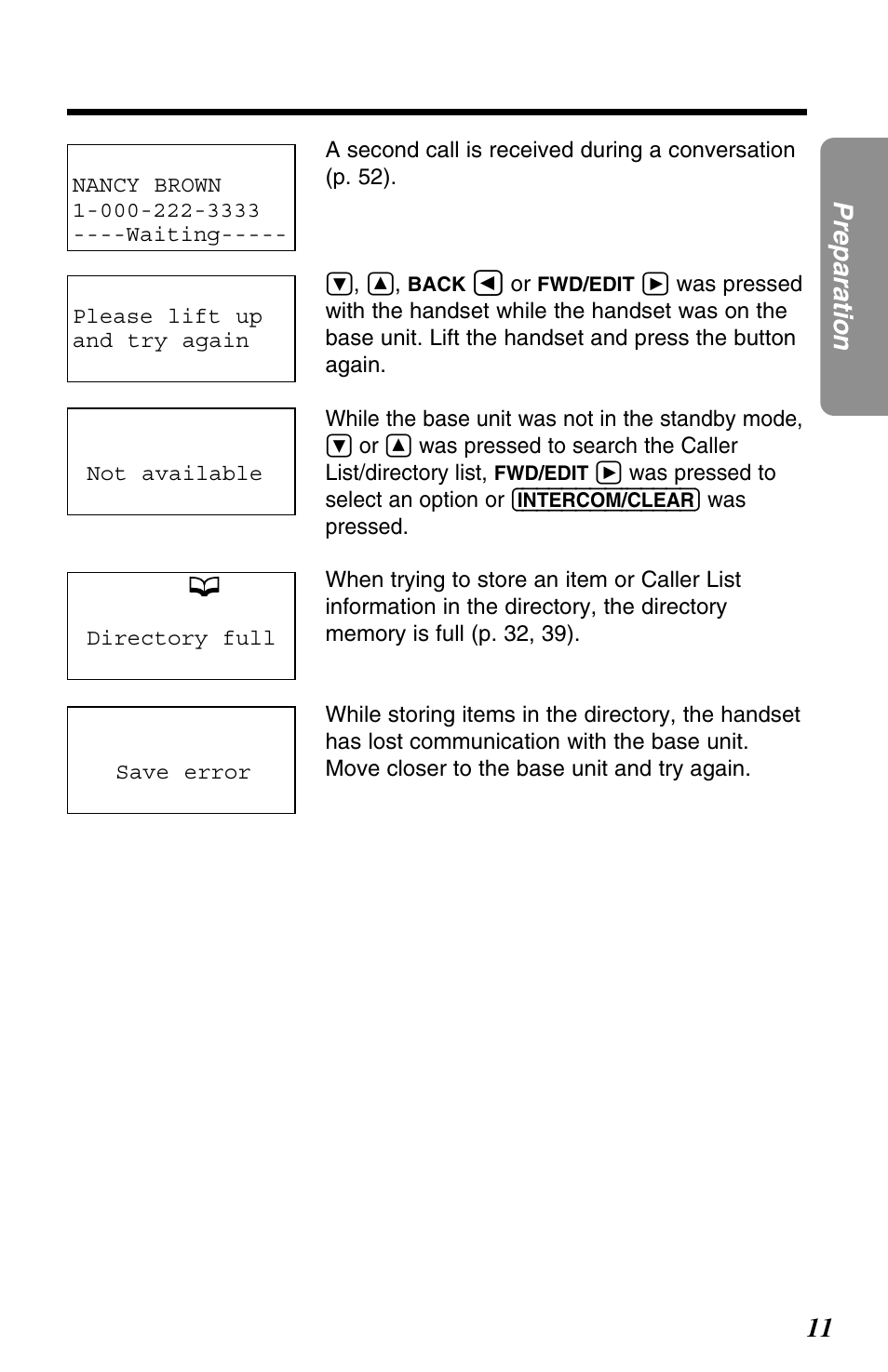 11 preparation | Panasonic KX-TG2563F User Manual | Page 11 / 68
