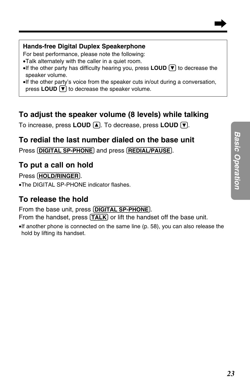 23 basic operation | Panasonic KX-TG2563F User Manual | Page 23 / 68