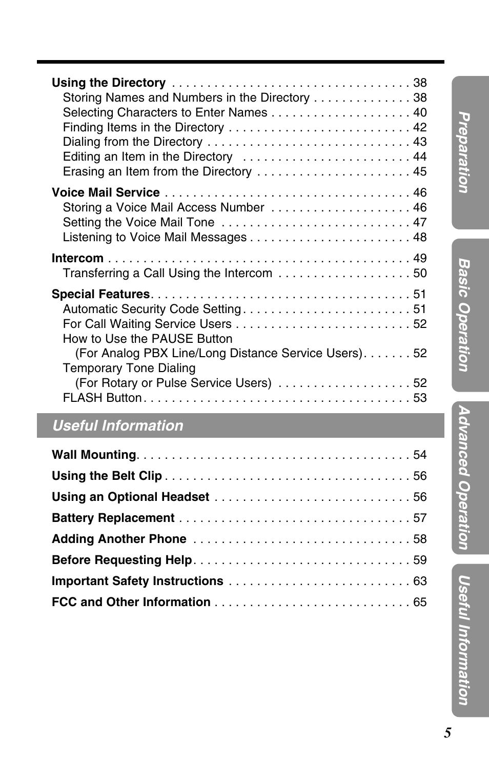 Panasonic KX-TG2563F User Manual | Page 5 / 68