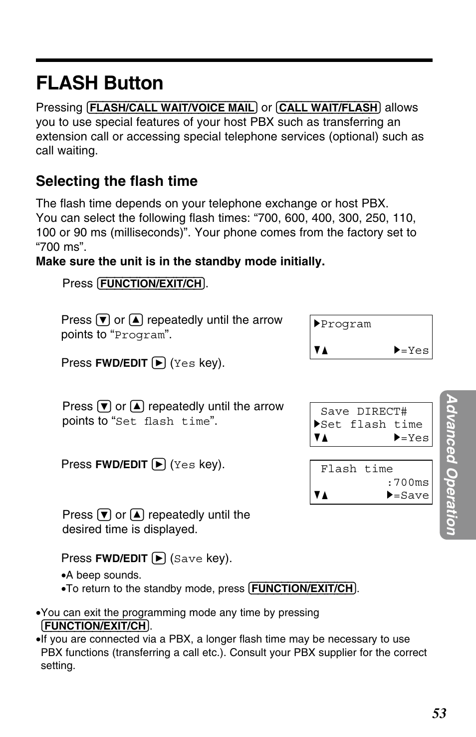 Flash button | Panasonic KX-TG2563F User Manual | Page 53 / 68