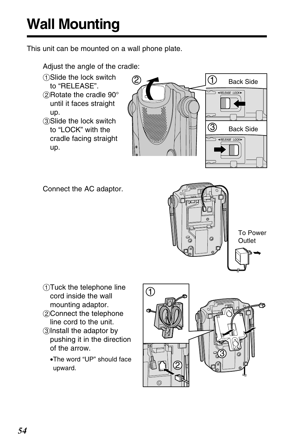 Useful information, Wall mounting | Panasonic KX-TG2563F User Manual | Page 54 / 68