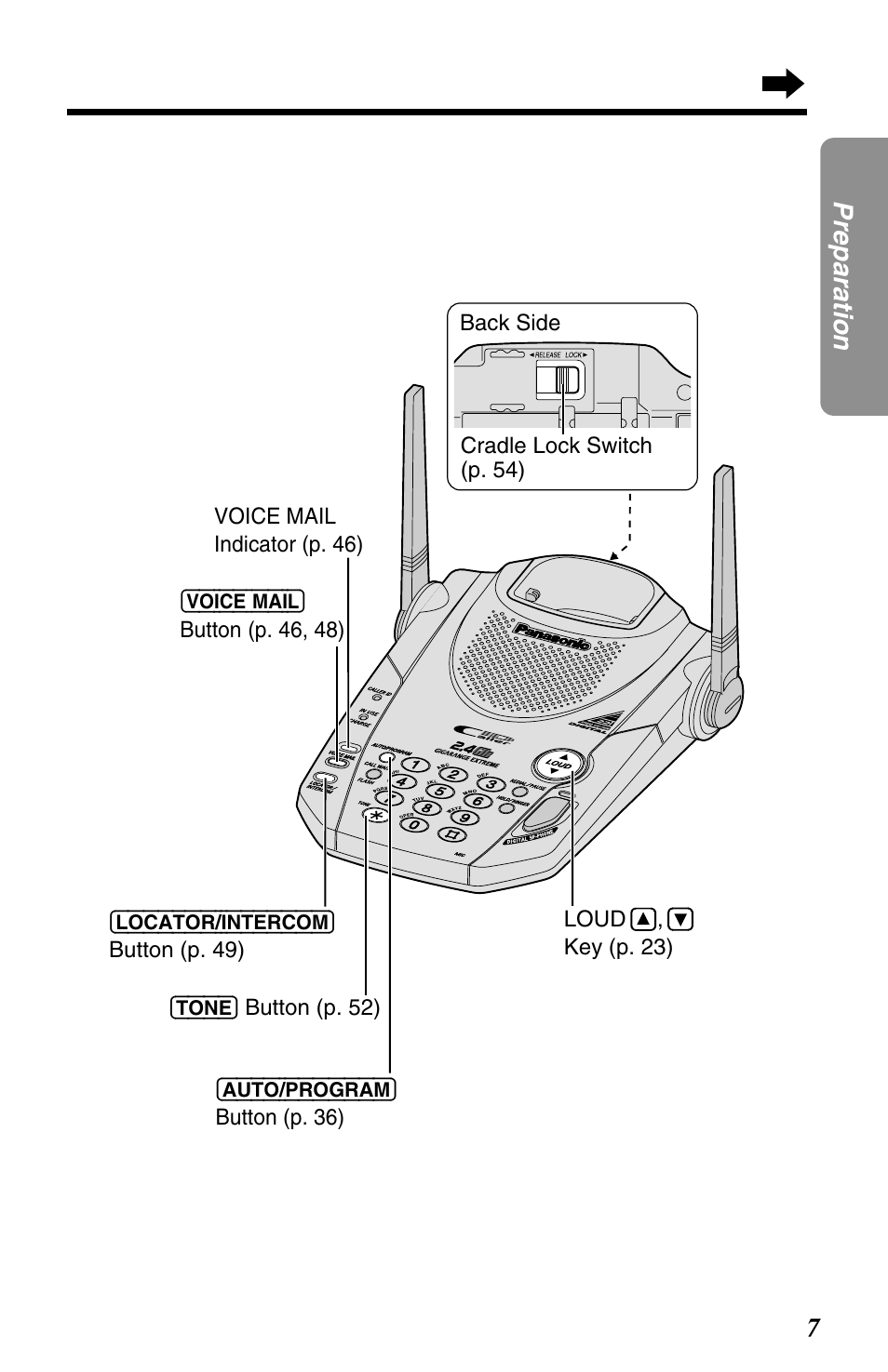 7preparation | Panasonic KX-TG2563F User Manual | Page 7 / 68