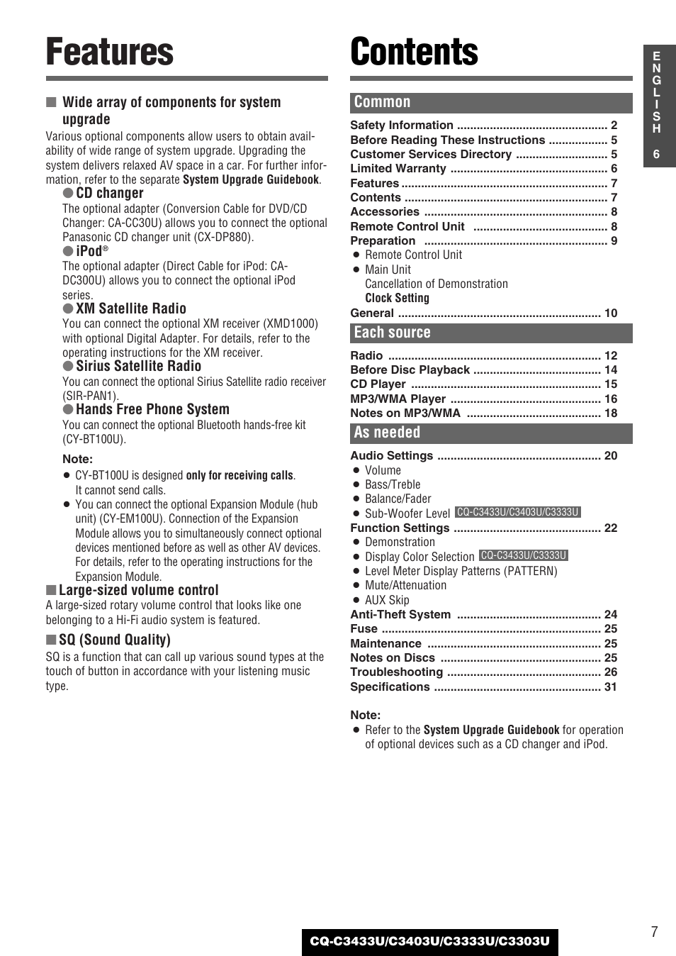 Panasonic C3303U User Manual | Page 7 / 90
