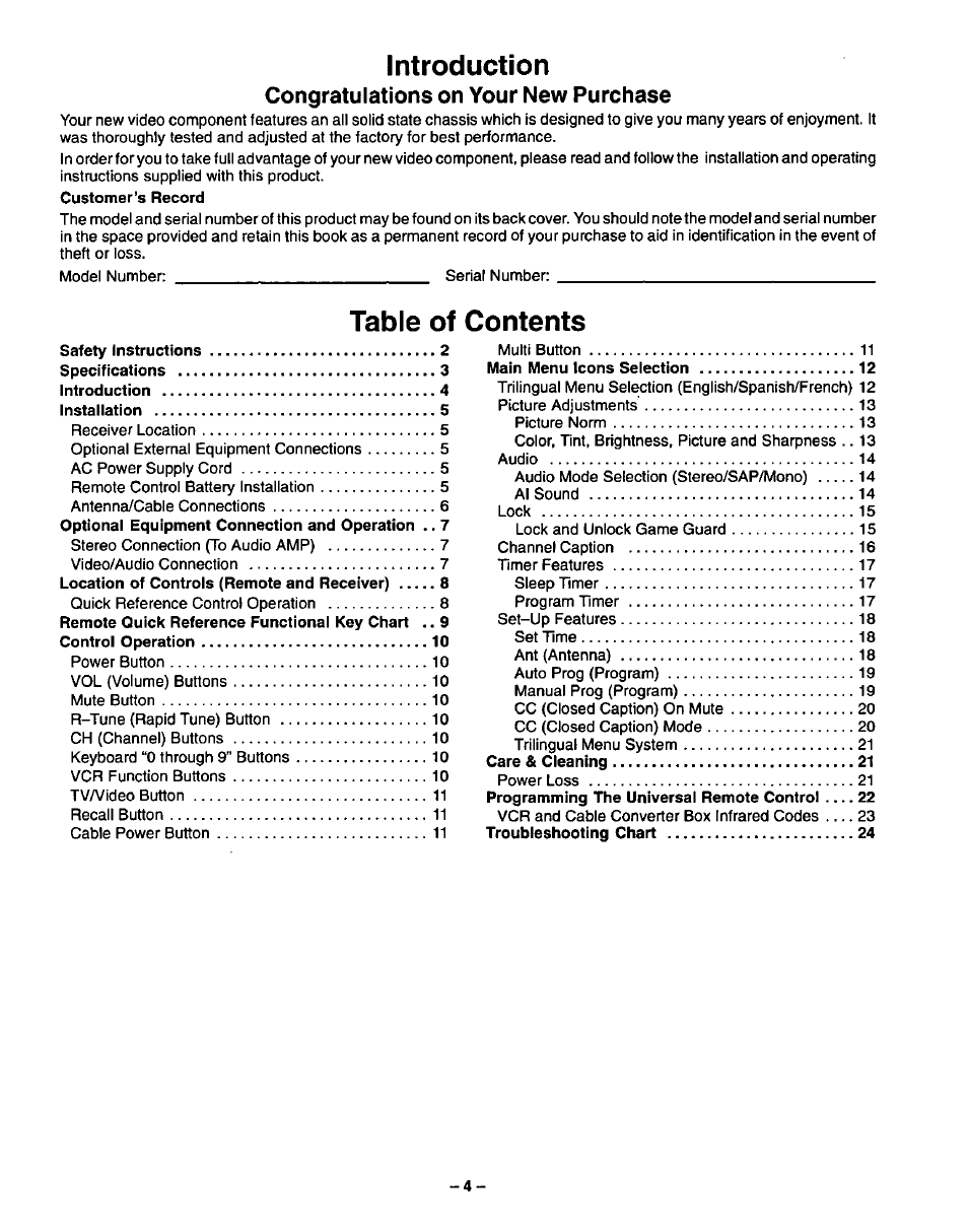 Panasonic CT-20G21 User Manual | Page 4 / 24
