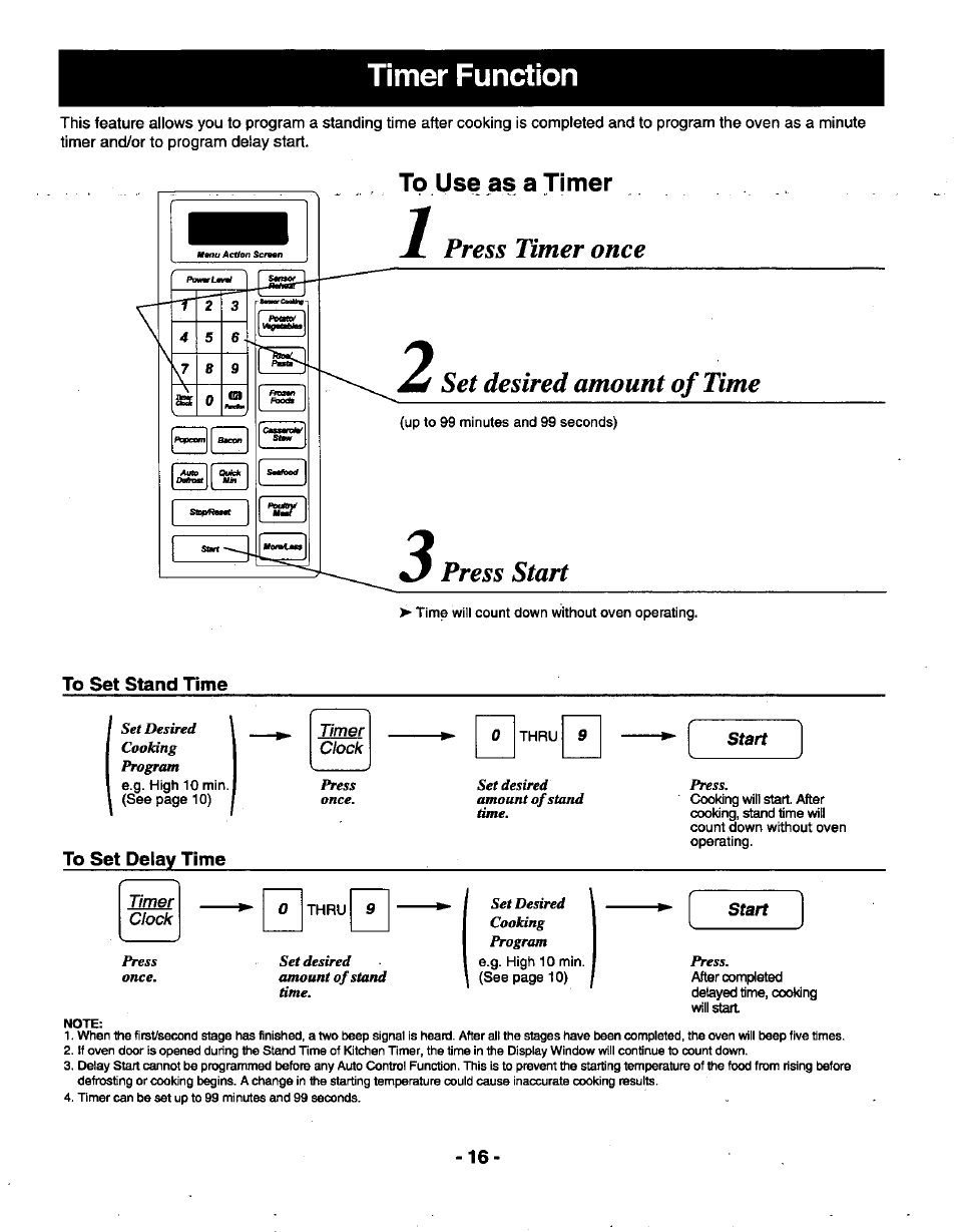 Timer function, To set stand time, To set delay time | Panasonic THE GENIUS NN-R687 User Manual | Page 18 / 56