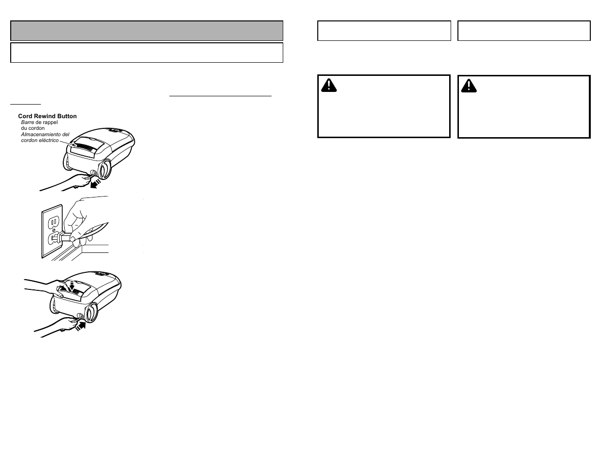 Nettoyage du filtre de securite du moteur, Cambio del filtro, Aad dv ve er rt te en nc ciia a | Avertissement, Power cord | Panasonic MC-V9658 User Manual | Page 35 / 56