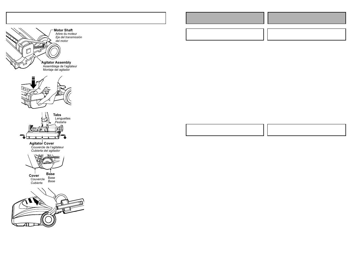 Replacing belt, Montaje assemblage | Panasonic MC-V9658 User Manual | Page 42 / 56