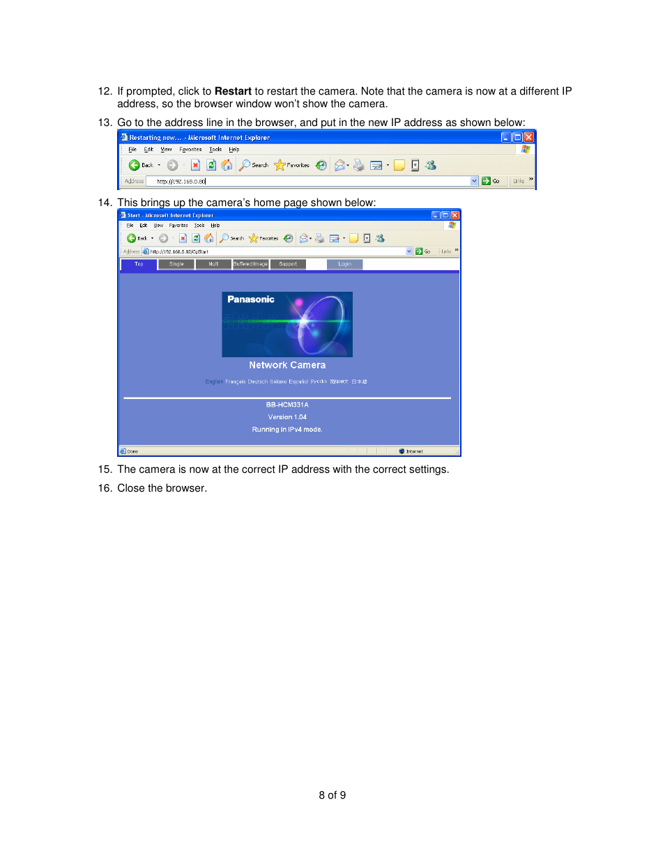 Panasonic BB-HCM311A User Manual | Page 8 / 9