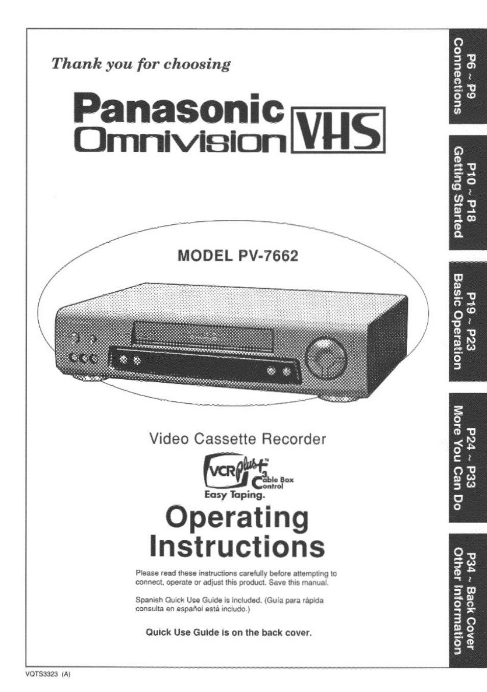 Panasonic OMNIVISION VHS PV-7662 User Manual | 40 pages
