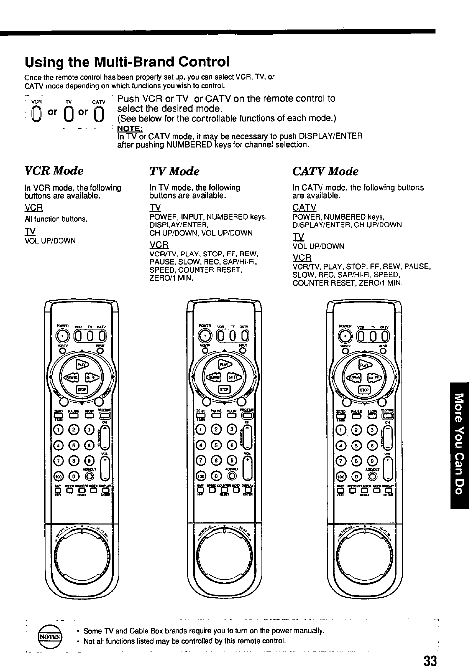 Using the multi-brand controi, 0 or 0 or 0 | Panasonic OMNIVISION VHS PV-7662 User Manual | Page 33 / 40