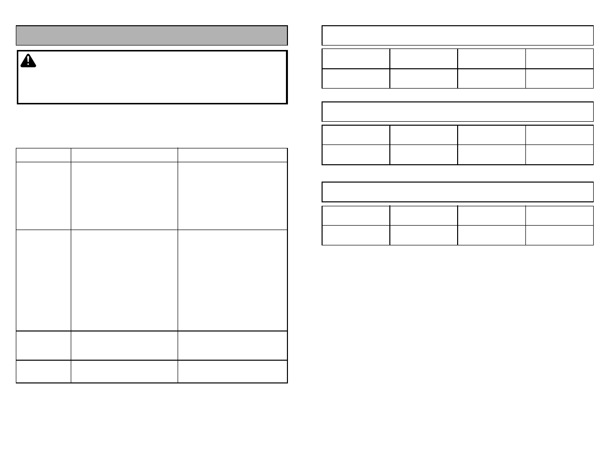 Feature chart, Tableau des caracteristiques, Diagrama de caracteristicas | Before requesting service, Warning | Panasonic MC-V5269 User Manual | Page 11 / 48