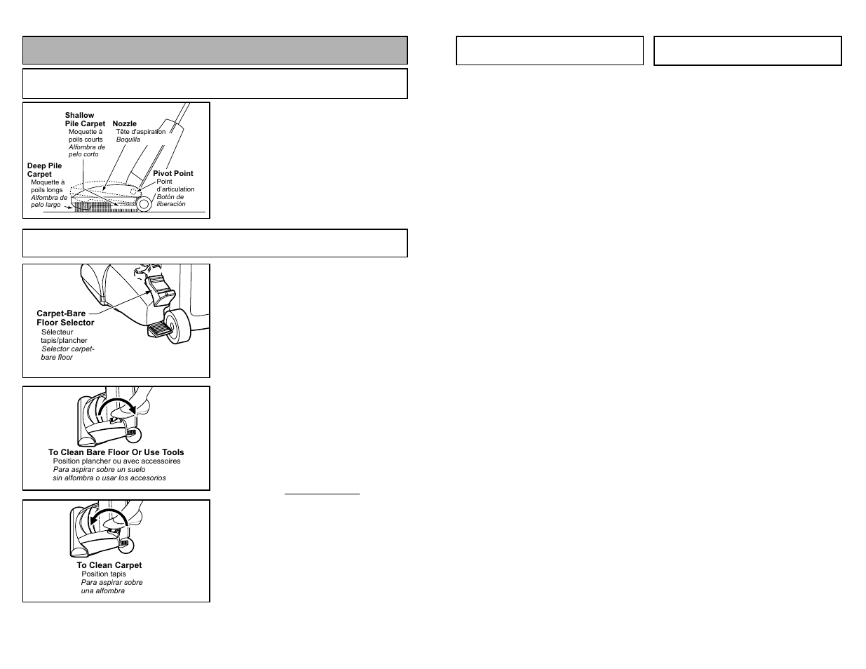 Features, Automatic self adjusting nozzle, Carpet-bare floor selector | Panasonic MC-V5269 User Manual | Page 16 / 48